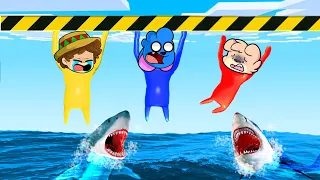 ¡NO TE SUELTES! 😱⚠ ¡CUIDADO con LOS TIBURONES! 🦈😂 GANGBEAST con FLEXVEGA , PANCRACIO y SOYDANY