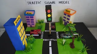 Traffic signal model project | how to make easy science school project | Traffic signal 3D model