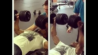 100lb Dumbbell bench press x 10