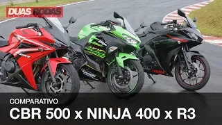 COMPARATIVO + DINAMÔMETRO | NINJA 400 x R3 x CBR 500R