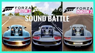 Forza Horizon 3 Porsche 918 Spyder vs Forza Horizon 2 vs Forza 6 Sound Comparison