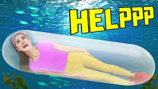 SINKING UNDERWATER in a SUBMARINE! I Built a Giant DIY Sub for Vy Try Not To Float Pool Challenge!