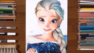 Drawing Elsa from Frozen 2 - marki draws, colored pencil