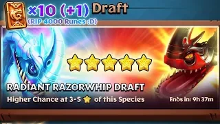 Opening ×10 (+1) Radiant Razorwhip Drafts (R.I.P 4000 Runes :'D) | Dragons: Titan Uprising