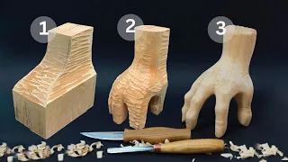 A Thing Wednesday Carving, How to Make a Hand (Thing) Wooden Figure