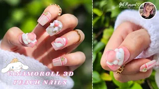 Hand Sculpted 3D Cinnamoroll Peach Nails 🍑🌸🐇