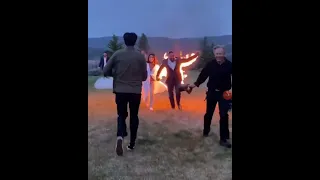 crazy wedding fire stunt