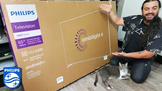 Unboxing (desembalando) Philips Ambilight Mini Led 65PML9507