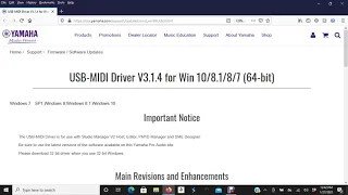 Installing the Yamaha USB midi driver