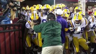 LSU taking the field vs Alabama