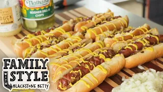 Blackstone Betty Hot Dogs Four Ways| Family Style | Blackstone Griddles