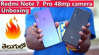 Redmi Note 7 Pro Retail Unit || Blue & Black Colors Unboxing & first impressions || in telugu