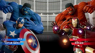 Blue Hulk & Captain America VS Red Hulk & Iron Man - Marvel vs Capcom Infinite