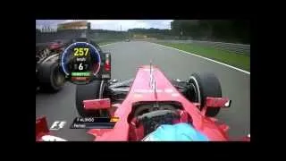 Alonso overtakes Grosjean - F1 Spa 2013