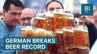 German man breaks his own world record for beer-carrying