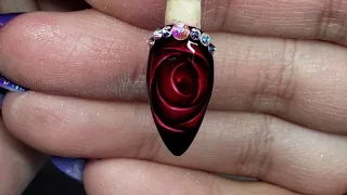 Valentine's day nail art tutorial- blooming 3d rose design