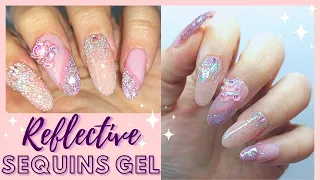 EASY REFLECTIVE SEQUINS GEL NAIL ART DESIGN | BORN PRETTY UNBOXING & NUDE GLITTER NAILS  ✨