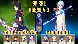 C0 Tighnari x Nahida Spread & C0 Ayato x C0 Furina Mono Hydro | 4.3 Spiral Abyss | Genshin Impact