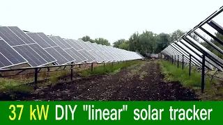 Simple linear solar tracker with ~380V motors + SONYAH controller.  37 kW DIY "in-line" TTDAT