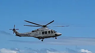 1 July 2022.. Helicopter Landing At Penzance Heliport From The Scilly Isles.