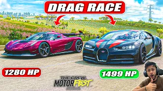 KOENIGSEGG JESKO VS BUGATTI CHIRON DRAG RACE !😍| The Crew Motorfest