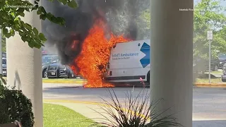 Ambulance catches fire at Sentara Leigh Hospital