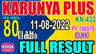 KERALA LOTTERY RESULT|FULL RESULT|karunyaplus bhagyakuri kn433|Kerala Lottery Result Today|today