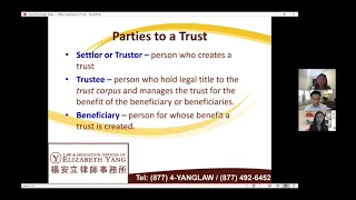 Online webinar on Wills, trusts and estate planning presented by Attorney Elizabeth Yang
