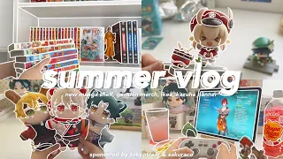 summer vlog 🧸 new manga shelf tour, genshin merch, kazuha banner, ikea ft. tokyotreat & sakuraco