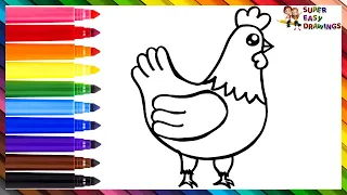 How To Draw A Chicken 🐔 Drawing And Coloring A Rainbow Chicken 🌈 Drawings For Kids