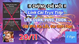 Chứng Chỉ Mới 20/11 !! Cài Liên Quân Mod Skin, Hack Map, Esign Cài iPA Trực Tiếp iOS No JB - pH Mod