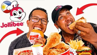 TRYING JOLLIBEE  FOR THE FIRST TIME 🇵🇭 JOLLIBEE MUKBANG 😳