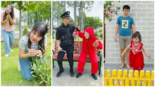 Father & Little daughter - Thief vs police battle 💋🥷🏻🔫 Linh Nhi #shorts
