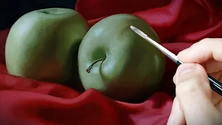 Oil Painting || A Simple Still Life Of Green Apples