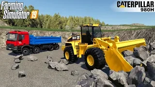 Farming Simulator 19 - CATERPILLAR 980H Wheel Loader Loads Big Stones