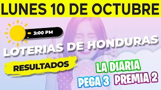 Sorteo 3PM Loto Honduras, La Diaria, Pega 3, Premia 2, Lunes 10 de Octubre del 2022 | Ganador 😱🤑💰💵