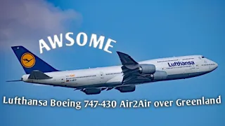 Aviation In Action Live Awesome Lufthansa Boeing 747-430 mid-flight over Greenland