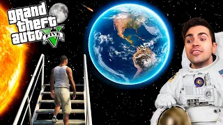 ENCONTRÉ una ESCALERA que TE LLEVA AL ESPACIO en GTA 5! 😱😂 *WOW* (Mods)