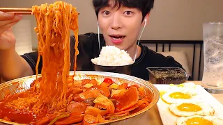 sub)MUKBANG ASMR★EAT Korean Spicy Sausage Stew & Fried egg, Noodles★KOREAN FOOD [SIO ASMR]