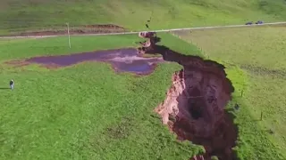 Farmworker stumbles upon massive sinkhole in New Zealand