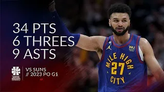 Jamal Murray 34 pts 6 threes 9 asts vs Suns 2023 PO G1