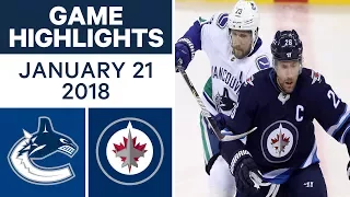 NHL Game Highlights | Canucks vs. Jets — Jan. 21, 2018