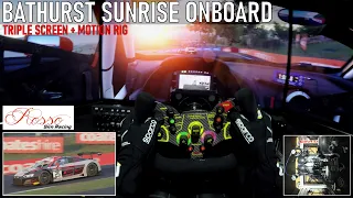 Sunrise Triple Screen Onboard at Bathurst + Crash [Motion Rig + Audi R8 GT3 Wheel Replica]