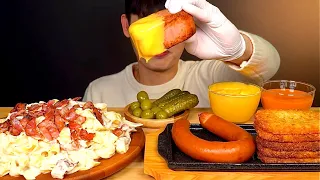 ASMR 꾸덕한 크림파스타와 🧀치즈통스팸 킬바사소시지 해쉬브라운 먹방~!! Cream Pasta With 🧀 Spam Hash Brown Sausage MuKBang~!!