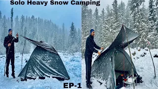 Solo Winter Camping In Heavy Snowfall | Stuck In -14 In Snowstorm | Camping Trip |