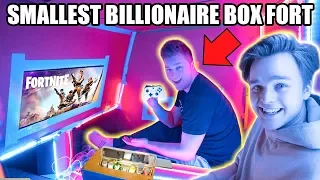 WORLDS SMALLEST BILLIONAIRE BOX FORT 24 HOUR CHALLENGE 📦💰 Fortnite, Beyblades, Xbox one & More!