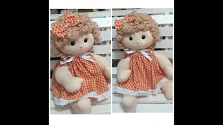 BONECA BEBÊ FOFINHA COM CABELO CACHEADO - MOLDE GRÁTIS.