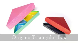 Origami Triangular Box with lid - How to make triangular paper box /gift box / storage box with lid