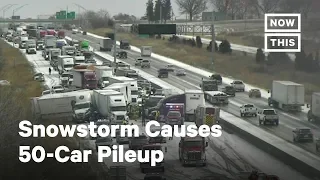 Intense Snowstorm Creates 50-Car Pileup in Iowa | NowThis