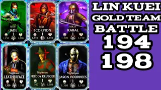 Lin Kuei tower | battle | 194 | 198 | gold team | gameplay & talent tree setting | mk mobile!